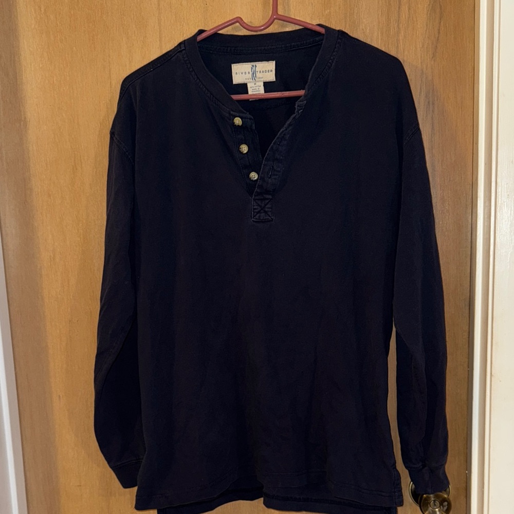 River Trader Men's Dark Long Sleeve Cotton Tee